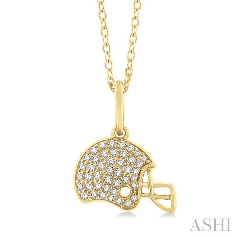 Davis Classics 10k Yellow Gold Diamond Petite Football Helmet Pendant Necklace