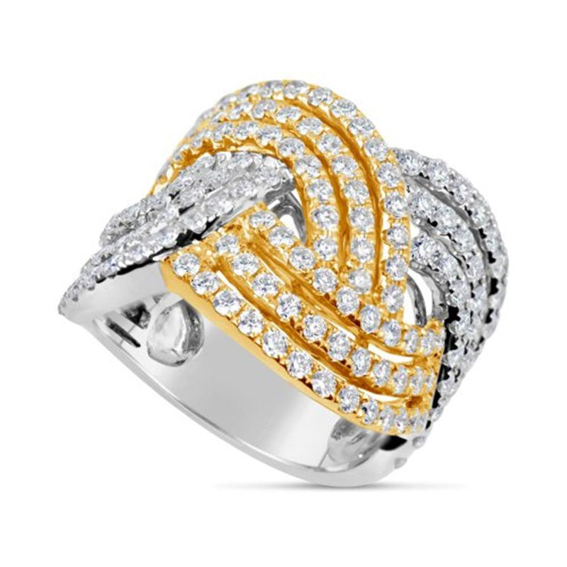 Davis Classics Multi Row Diamond Fashion Ring in 18k White & Yellow Gold