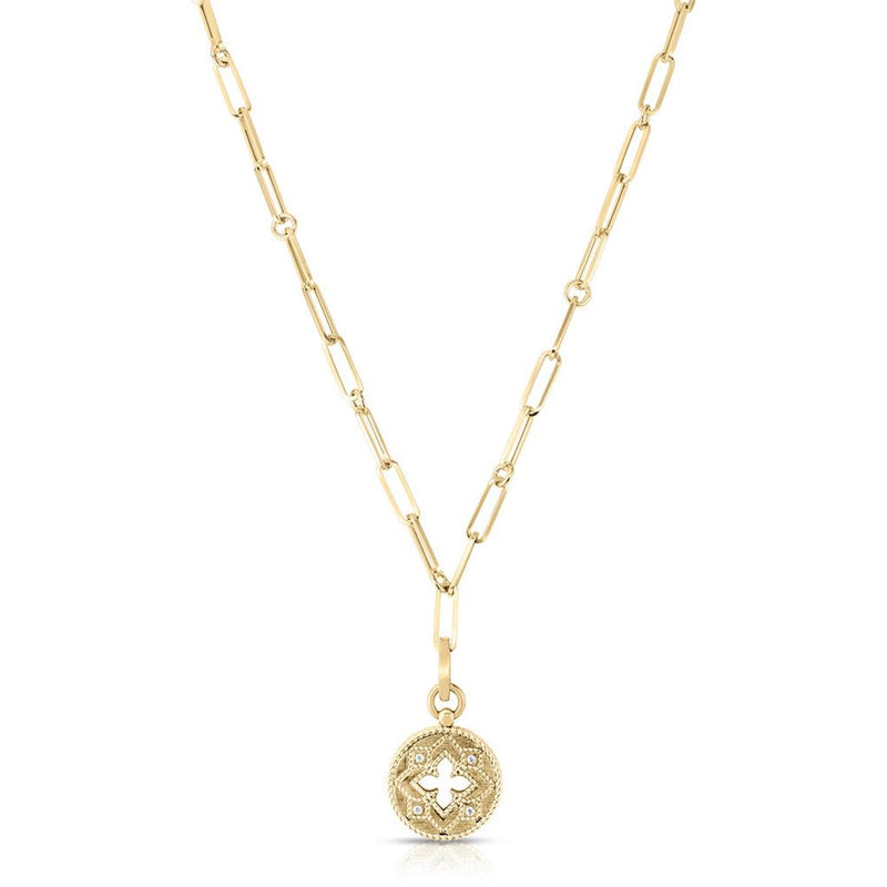 Roberto Coin 18k Yellow Gold Venetian Princess Collection Small Cut Out Medallion Necklace