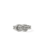 John Hardy Sterling Silver Love Knot Double Row Diamond Ring