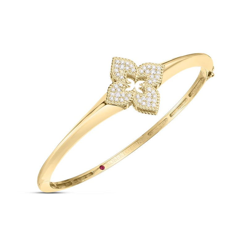 Roberto Coin 18k Yellow Gold Venetian Princess Collection Single Station Diamond Bangle Bracelet