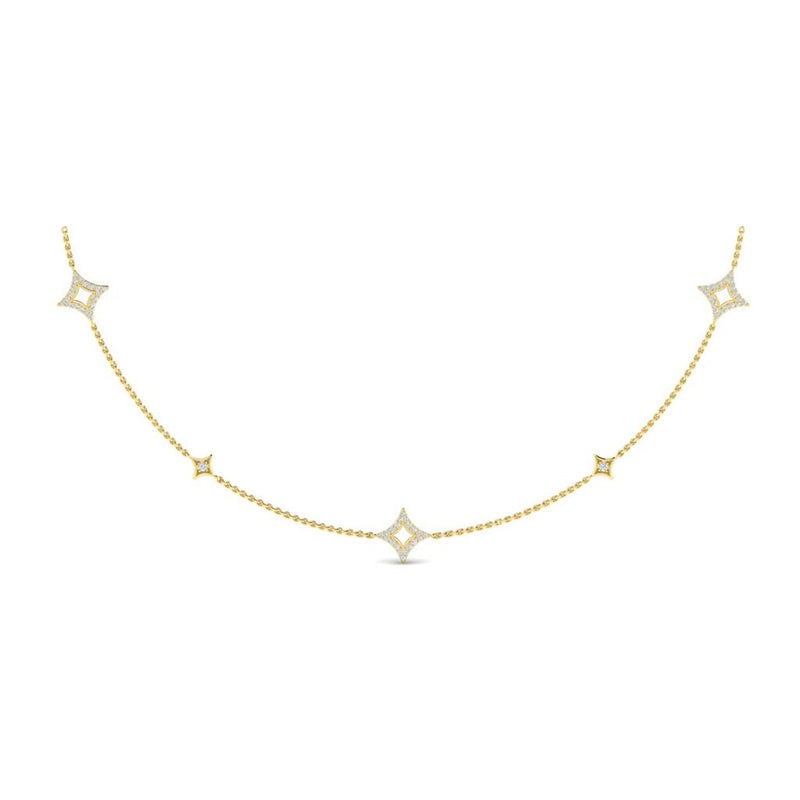 Vlora 14k Yellow Gold Estrella Diamond Collection Star Design Station Necklace