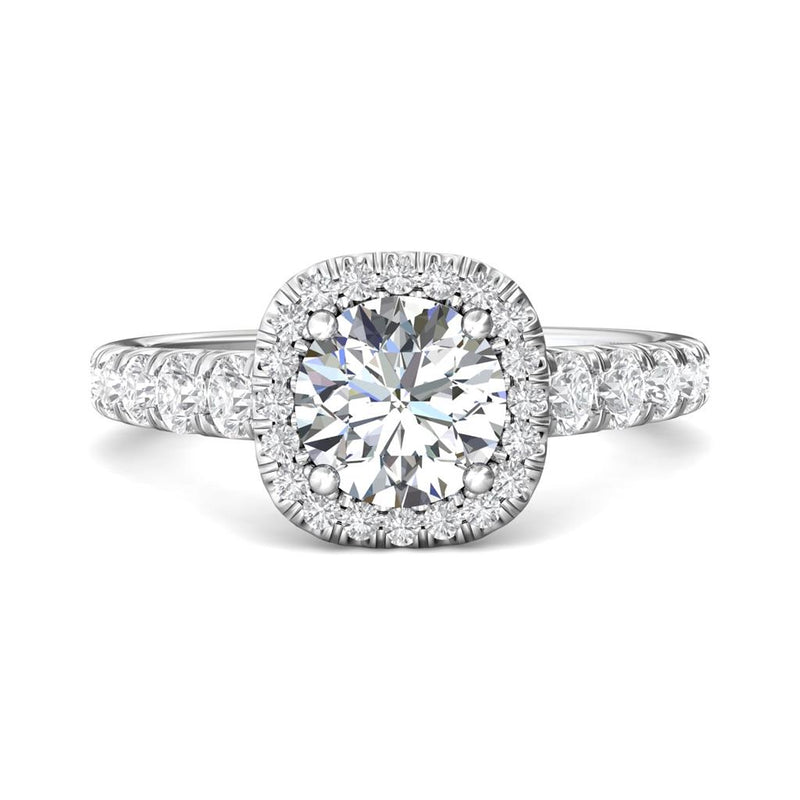 Martin Flyer Halo Diamond Engagement Ring Setting in 14k White Gold