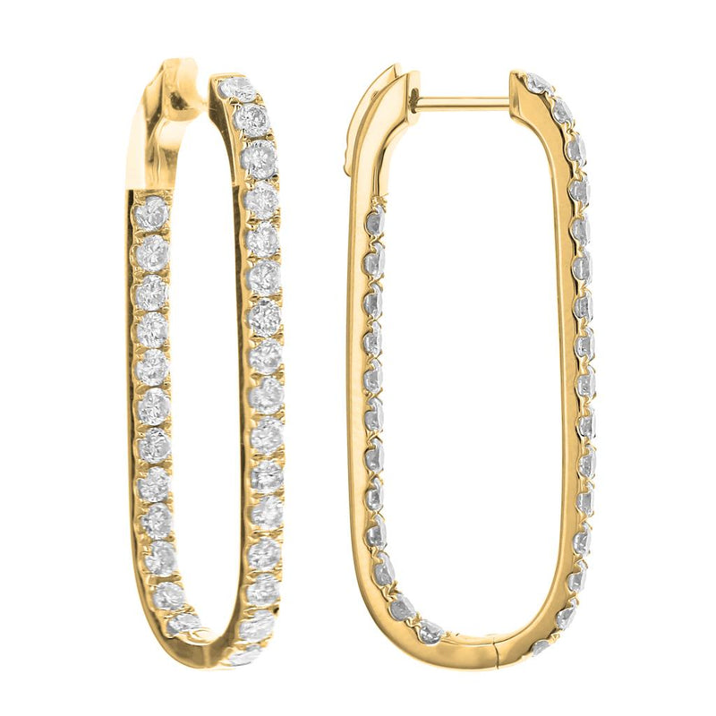 Davis Classics Diamond In & Out Hoop Earrings in 18k Yellow Gold