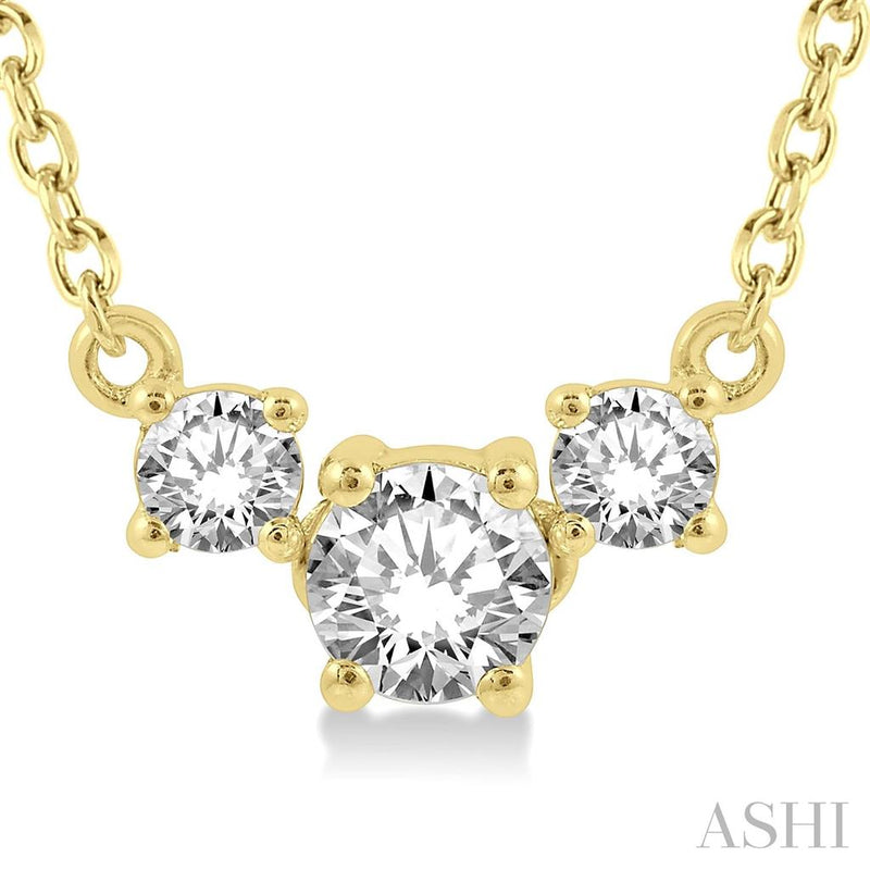 Davis Classics 14k Yellow Gold Three-Stone Diamond Necklace