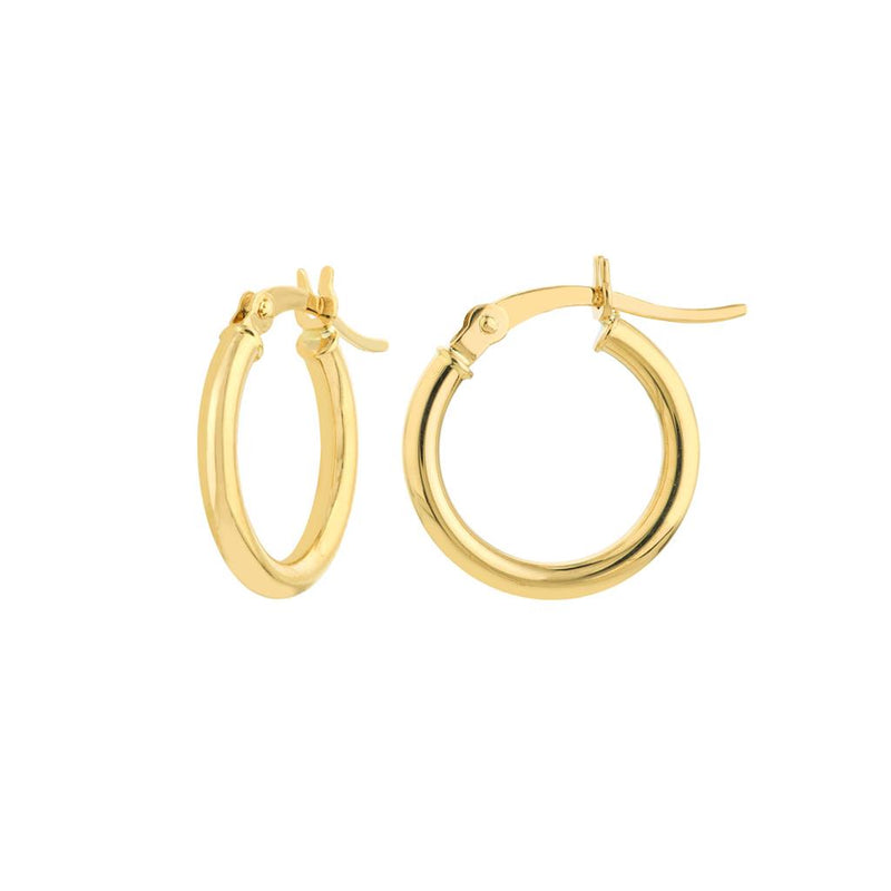 Davis Classics 14k Yellow Gold Rounded Tubular Hoop Earrings