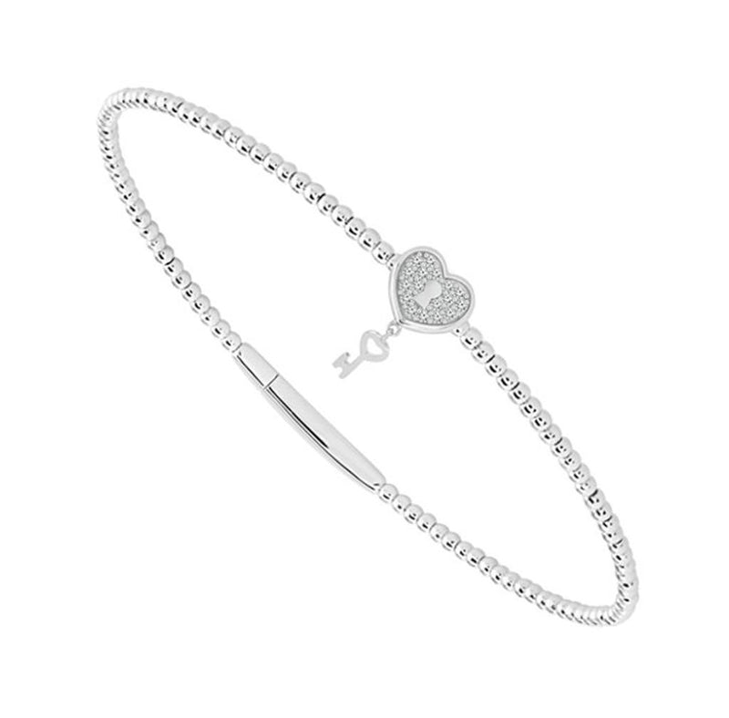 Davis Classics 14k White Gold Titanium Wire Flexie Collection Diamond Bangle Bracelet