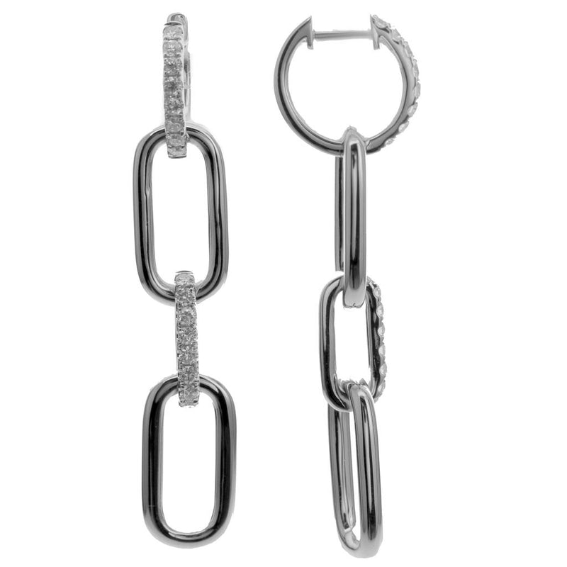 Davis Classics Diamond Paperclip Dangle Earrings in 18k White Gold