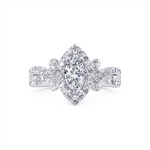 Davis Classics 14k White Gold Marquise Halo Design Proposal-Ready Engagement Ring