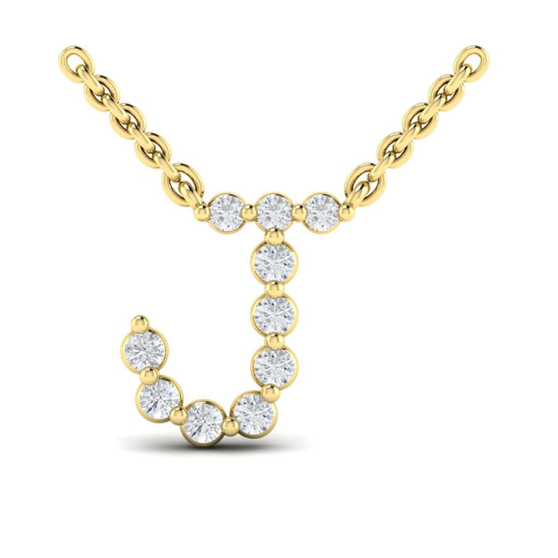 Vlora 14k Yellow Gold Besito Collection Initial J Diamond Pendant Necklace