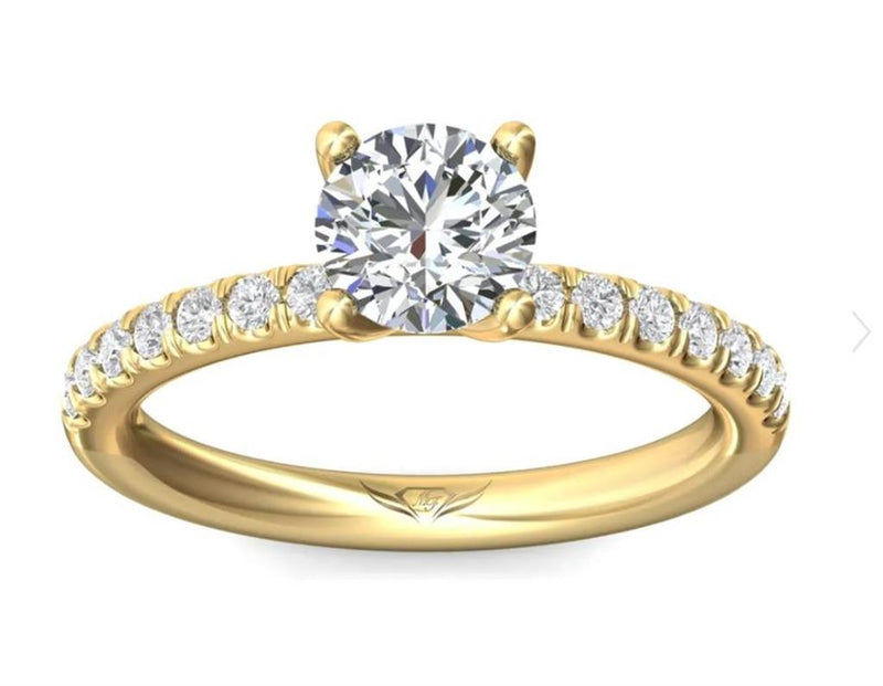 Martin Flyer Sidestone Diamond Engagement Ring Setting in 14k Yellow Gold