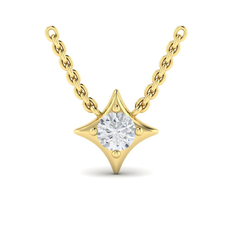 Vlora 14k Yellow Gold Estrella Collection Solitaire Diamond Pendant Necklace