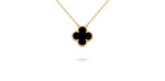 Madison L 14k Yellow Gold Reversible Clover Design Gemstone Pendant Necklace