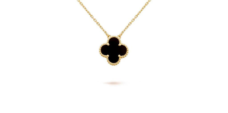 Madison L 14k Yellow Gold Reversible Clover Design Gemstone Pendant Necklace