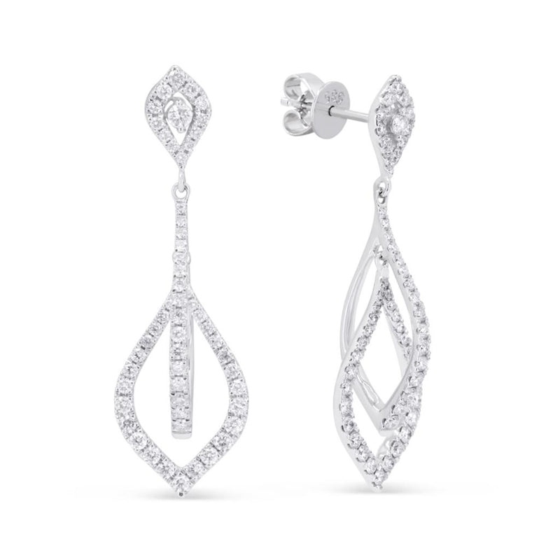 Davis Classics 14k White Gold Chandelier Diamond Dangle Earrings