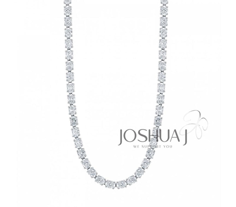 Davis Classics 18k White Gold Oval-Cut Diamond Tennis Necklace