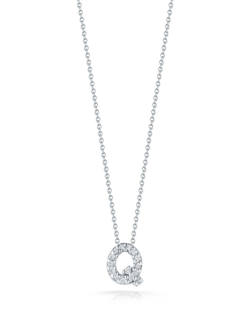 Roberto Coin 18k White Gold Tiny Treasures Collection Love Letter 'Q' Diamond Pendant