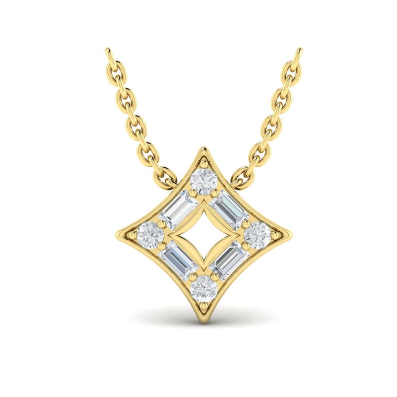 Vlora 14k Yellow Gold Estrella Collection Star Design Diamond Pendant Necklace