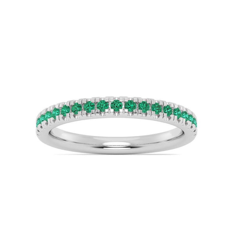 Davis Classics 14k White Gold Stackable Emerald Fashion Band