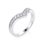 Davis Classics 14k White Gold V-Design Contour Diamond Wedding Band