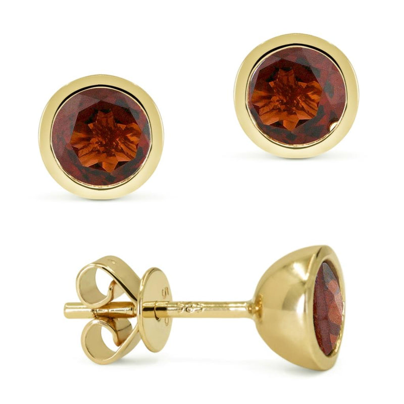 Madison L 14k Yellow Gold Genuine Garnet Stud Earrings