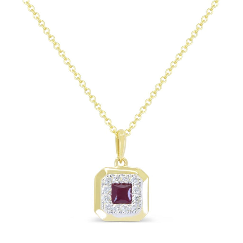 Madison L 14k Yellow Gold Ruby Halo Pendant