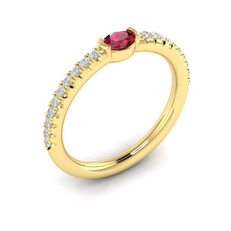 Vlora 14k Yellow Gold Adella Color Collection Ruby and Diamond Stackable Fashion Ring