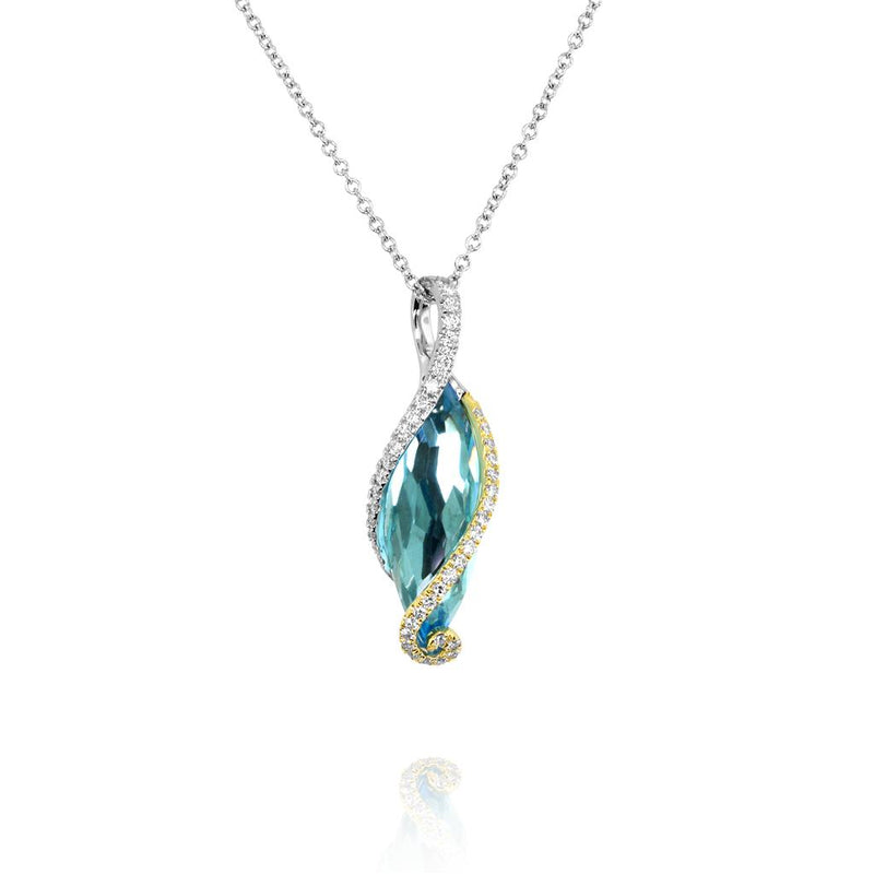 Yael Designs 18k White and Yellow Gold Marquise Swiss Blue Topaz Pendant