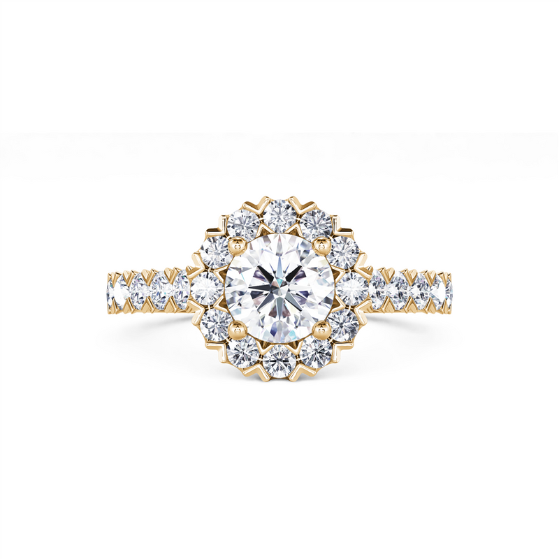 Davis Classics Proposal Ready Halo Sidestone Diamond Engagement Ring in 14k Yellow Gold.