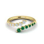 Vlora 14k Yellow Gold Adella Color Collection Bypass Design Emerald and Diamond Fashion Ring