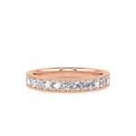 Davis Classics Women's 14k Rose Gold Diamond Band with Milgrain Edge