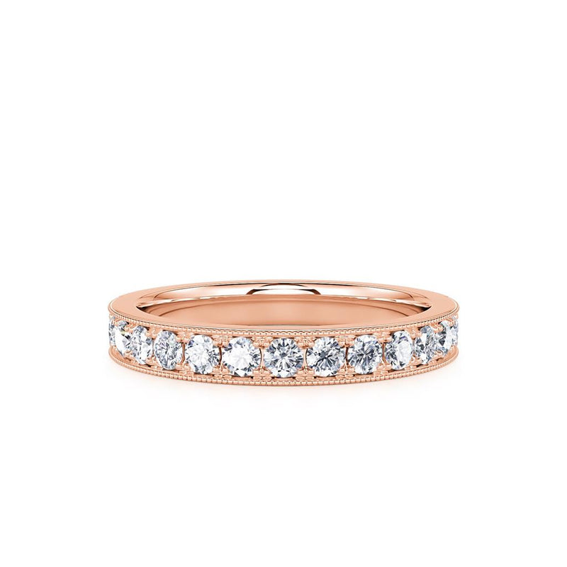 Davis Classics 14k Rose Gold Vintage Design Diamond Band with Milgrain Detail