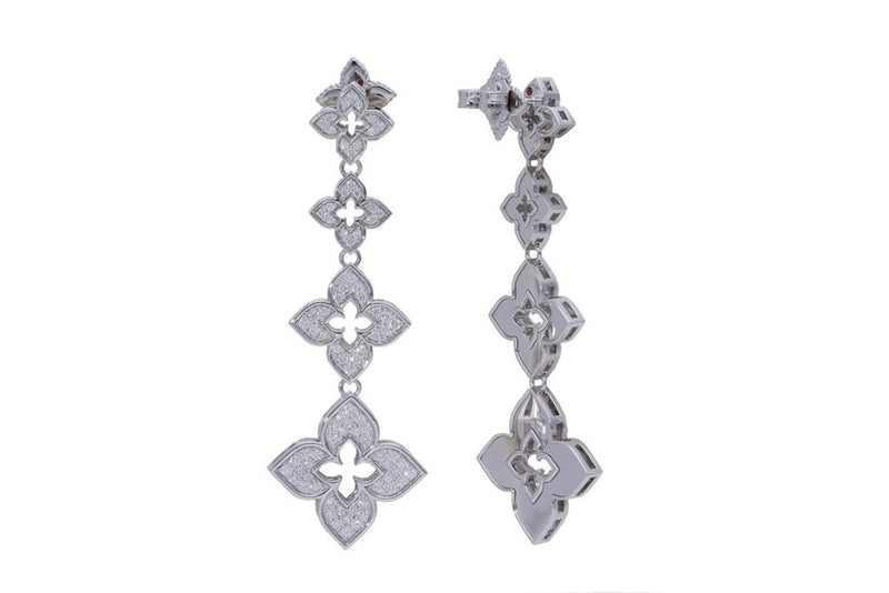 Roberto Coin 18k White Gold Venetian Princess Open Center Floral Drop Earrings