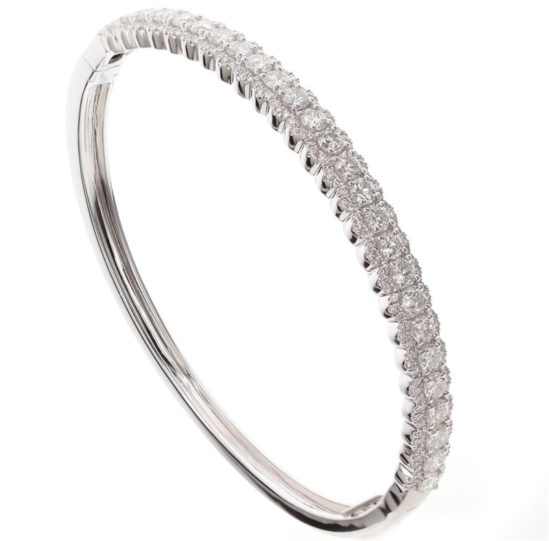 Davis Classics 18k White Gold Multi-Row Diamond Bangle Bracelet