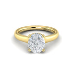 Vlora 14k Yellow Gold Solitaire Collection Tapered Trellis Oval Diamond Engagement Ring Setting