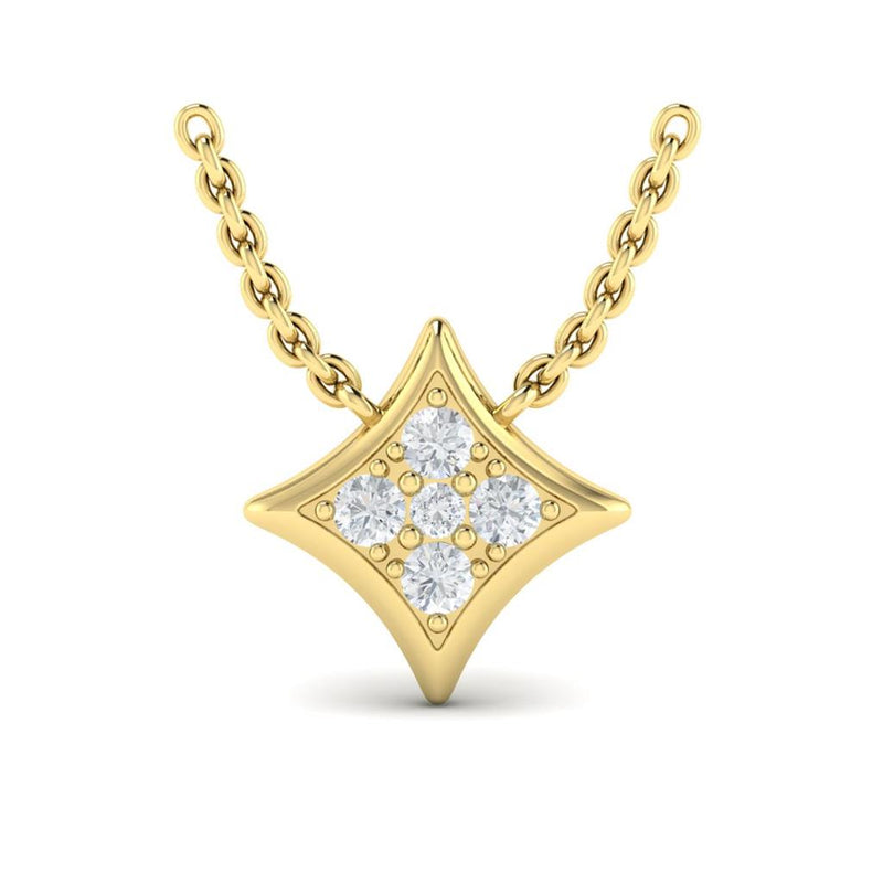 Vlora 14k Yellow Gold Estrella Collection Star Design Diamond Pendant Necklace