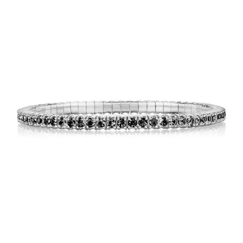 Davis Classics 18k White Gold Black Diamond Stretch Bracelet