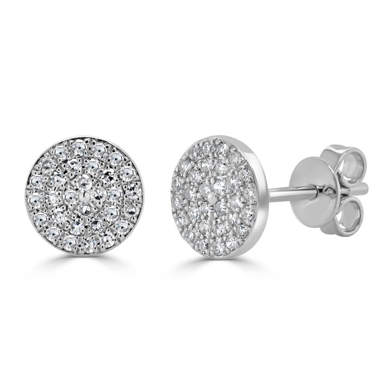 Davis Classics Diamond Disc Stud Earrings in 14k White Gold