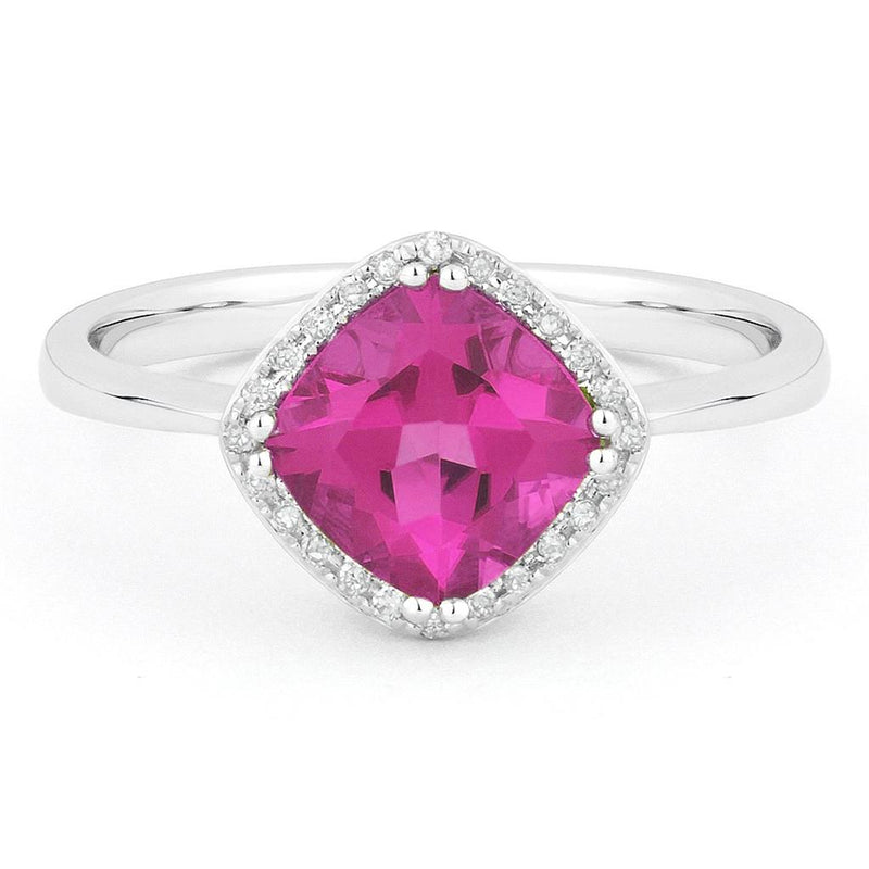 Madison L 14k White Gold Cushion Halo Design Laboratory-Created Pink Sapphire Ring