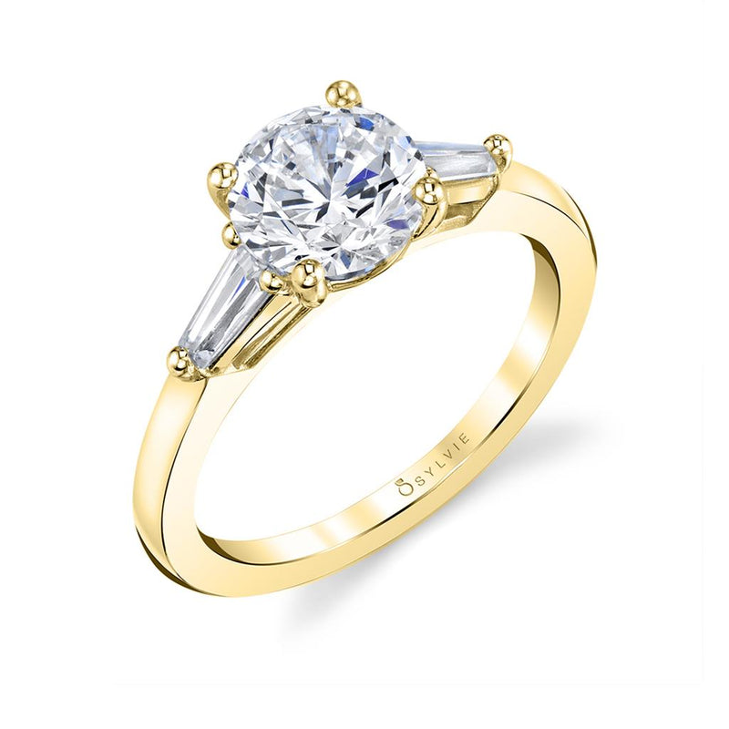 Sylvie 14k Yellow and White Gold Three-Stone Engagement Ring Setting