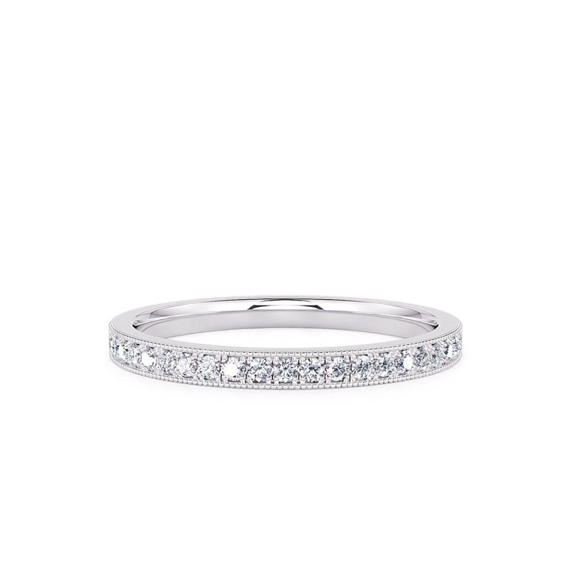 Davis Classics Women's 14k White Gold Diamond Band with Milgrain Detail