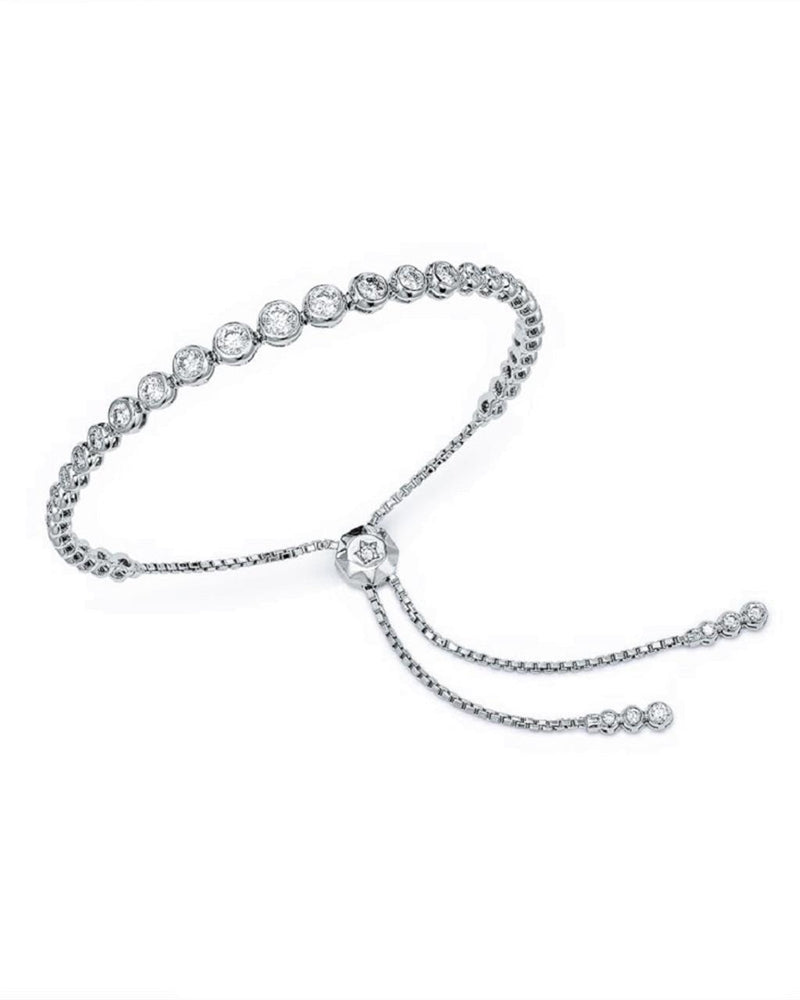 Davis Classics 14k White Gold Diamond Bolo Bracelet