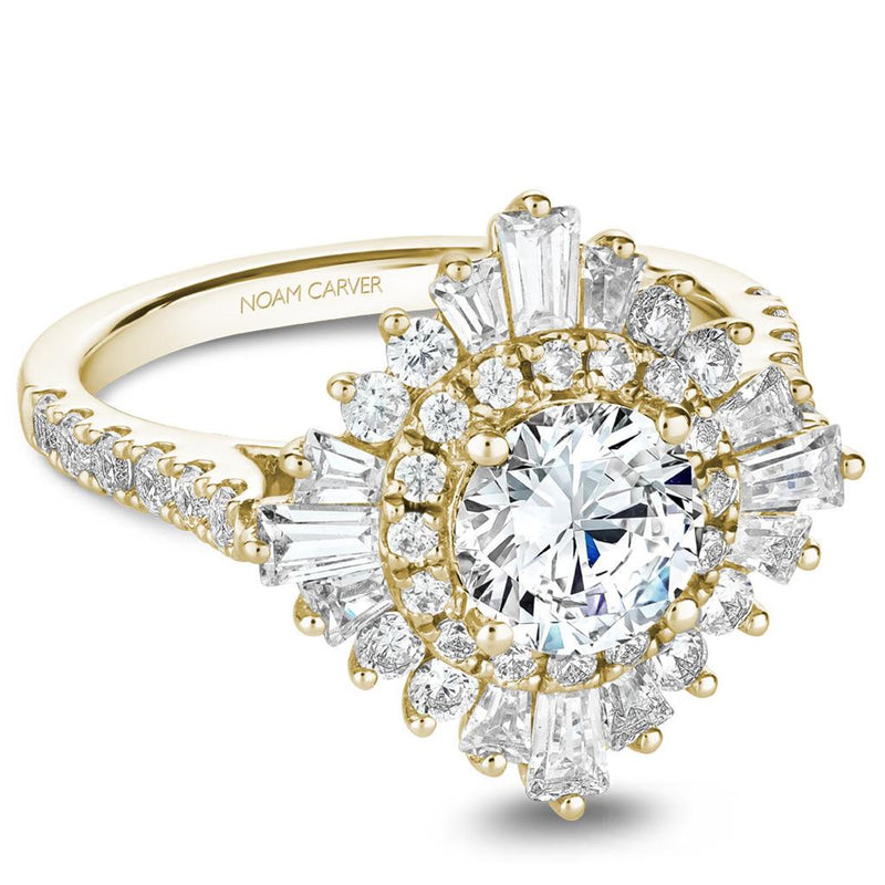 Noam Carver 14k Yellow Gold Starburst Double Halo Diamond Engagement Ring Setting