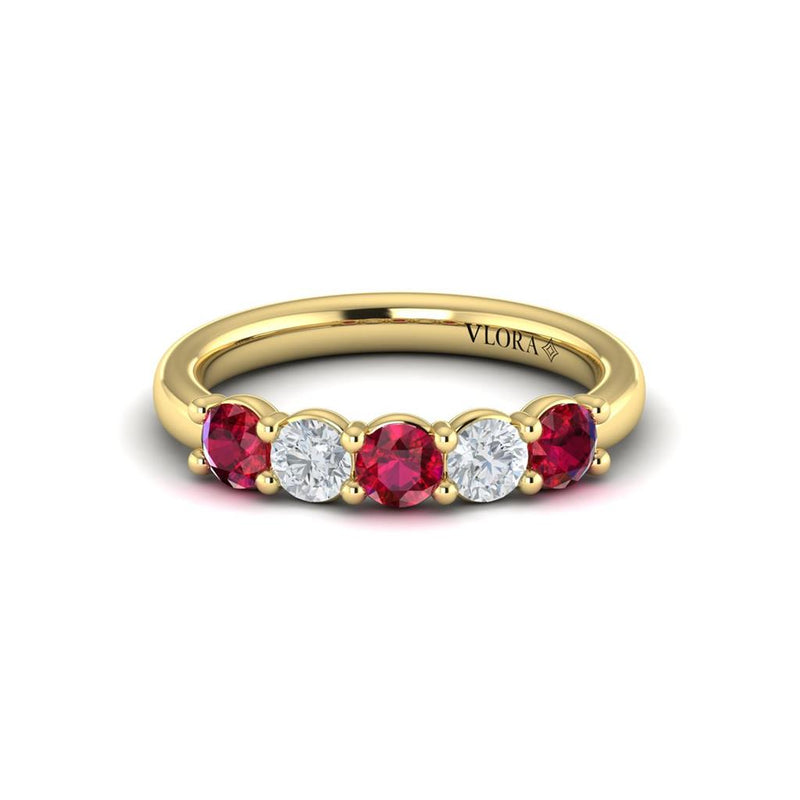 Vlora 14k Yellow Gold Mozambique Ruby and Diamond Fashion Band