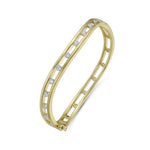 Charles Krypell 18k Yellow Gold Floating Diamond Curved Bangle Bracelet