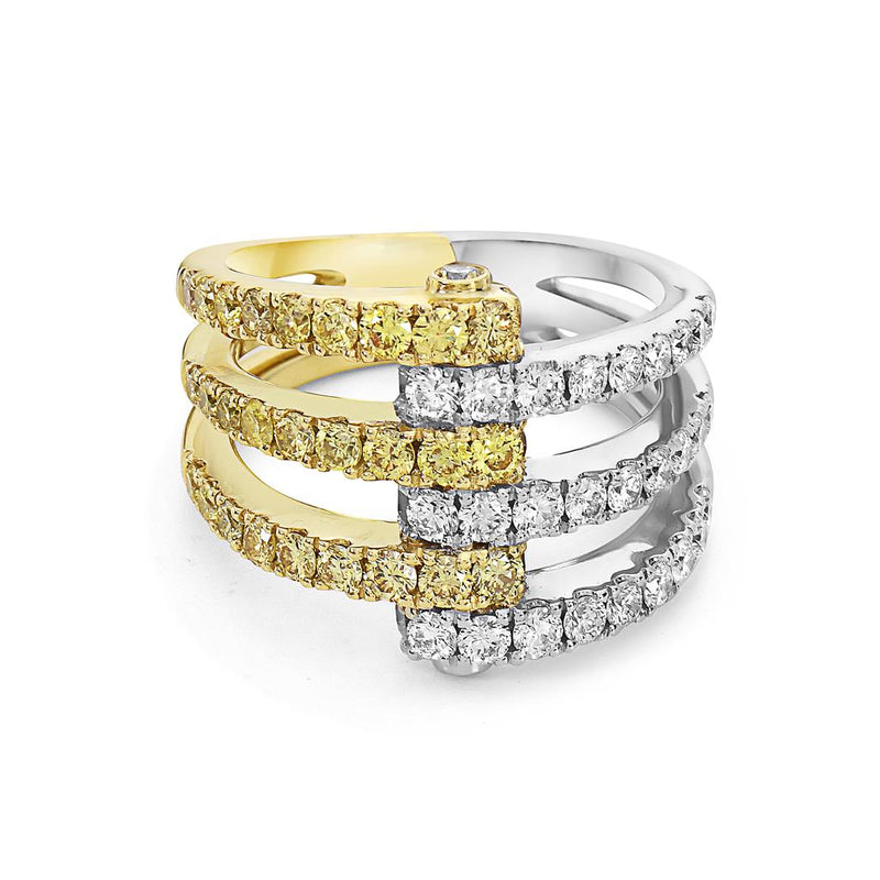 Charles Krypell 18k White and Yellow Gold Fancy Yellow Diamond Bypass Fashion Ring