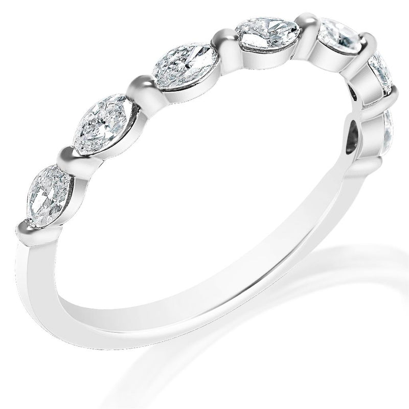 Davis Classics Women's 14k White Gold Marquise Diamond Band