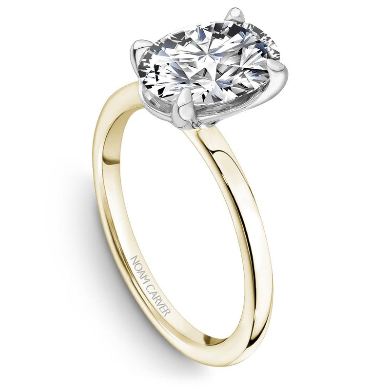 Noam Carver 14k Yellow Gold Solitaire Engagement Ring Setting with White Gold Head