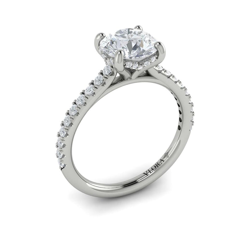 Vlora 14k White Gold Classic Collection Round Diamond Engagement Ring Setting