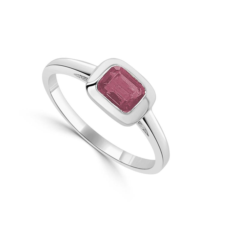 Davis Classics 14k White Gold East/West Pink Tourmaline Birthstone Ring